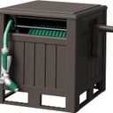 Flamaker Heavy-Duty Garden Hose Reel Hideaway, Resin Hose Storage Cabinet Outdoor with Easy-wind Handle, Waterproof & 5/8'' Hose,170FT Capacity (Brown)