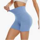 CAMPSNAIL Workout Biker Shorts Women - 5" High Waisted Tummy Control Spandex Booty Volleyball Shorts for Yoga Dance, size L-XL