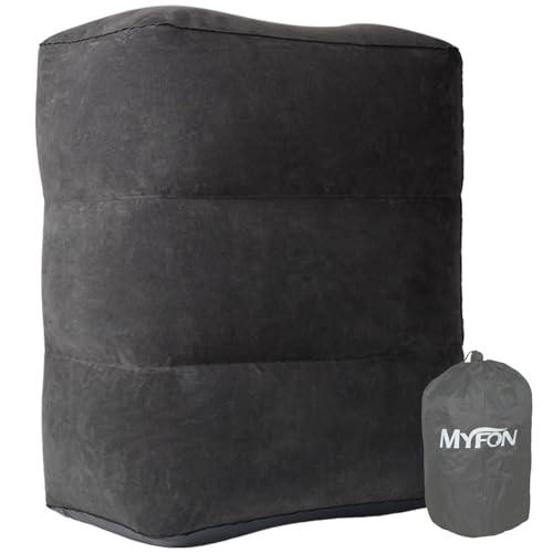 Inflatable Travel Foot Rest Pillow, Adjustable Height Leg Rest Pillow for Cars, Home, Office, Trains, Airplane, Make a Flat Bed for Baby, Kids, Toddlers, Grey, 2 Pack
