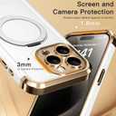 COOLQO for iPhone 15 Pro Max Case 6.7'' Upgraded 360 Spin Magnetic Stand [Compatible with Magsafe][Military Protection] Shockproof Protective Phone Holder Cover for iPhone 15 Pro Max, White Gold