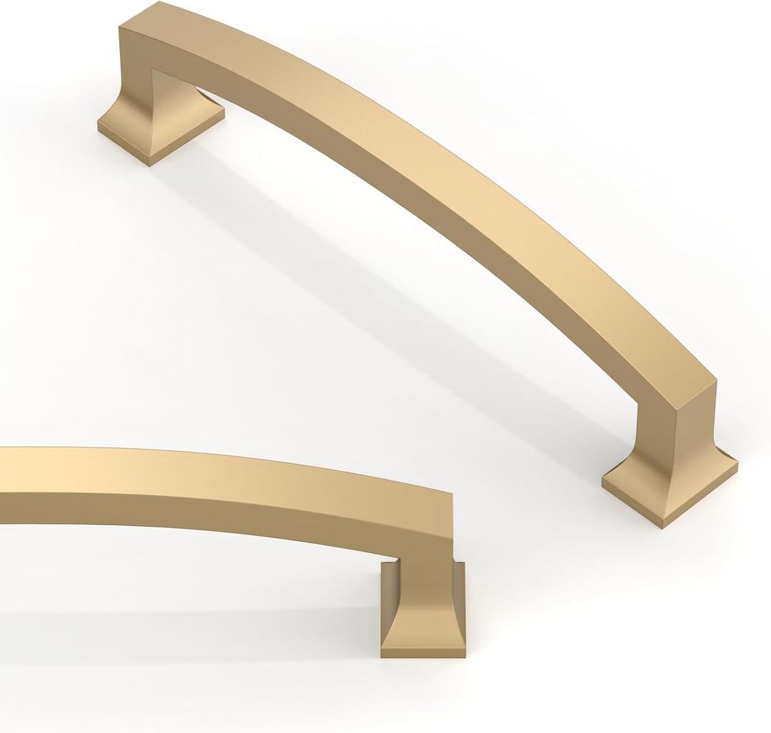 AR004 10 Pack Champagne Bronze Cabinet Pulls 5 Inch(128mm) Kitchen Cabinet Handles Solid Zinc Alloy Cabinet Hardware Drawer Pulls (5" Hole Center)