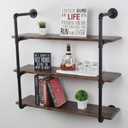 MBQQ Industrial Retro Pipe Shelf 36in 3 Tier Wall Mounted,Rustic Floating Shelves,Farmhouse Kitchen Bar Shelving,Home Decor Book Shelves,DIY Bookshelf Hanging Wall Shelves,Black