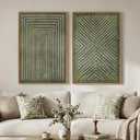Large Framed Green Abstract Wall Art, 2 Piece Modern Canvas Prints Paintings, Minimalist Sage Green Geometric Pictures for Living Room Dining Room Bedroom Office Hallway Lounge Wall Decor 24x36 In, 24" W x 36" H x 2Pcs