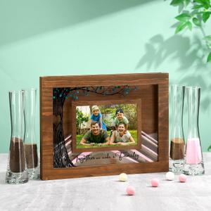 Qunclay Blended Family Unity Sand Ceremony Kit Photo Frame Wedding Unity Wood Picture Frame Together We Make a Family Sand Ceremony Kit Picture Decoration for Wedding Home Keepsake Supplies