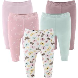 The Peanutshell 5 Pack Baby Girl Pants Set - 100% Cotton Toddler Pants for Girls, 18-24 Month Clothes for Toddlers and Babies - Butterfly Kisses Multicolor