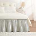 RIMELA Light Grey Bed Skirt Queen Size 15 Inch Drop, Wrap Around Elastic Bedskirt, Dust Ruffle for Adjustable Bed Base Machine Washable Easy to Install Bed Skirts