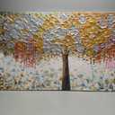 ART8YUQI Art - Contemporary Abstract Art Oil Painting On Canvas Texture 3D Silver - Golden Flower painting Handmade Artwork Picture Canvas Wall Art Modern Home Decor living room Ready to Hang 30x60 inch (60L" x 30W")