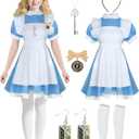 Angelaicos Women French Lolita Maid Apron Costume Dress Halloween Cosplay Party Outfits with Accessories 2XL