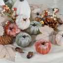 3 x Artmag 25 PCS Pumpkin Decor Set, Artificial Fabric Pumpkins Decor with Acorns, Pinecones, Berries, Maple Leaves for Fall Halloween Thanksgiving Decorations Home Table (Style 6)