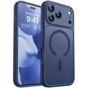 CANSHN Magnetic Compatible with iPhone 17 Pro Case, Upgraded [Full Camera Protection] [Compatible with Magsafe] [Translucent Matte] Shockproof Protective Phone Cover 6.3 Inch - Deep Blue