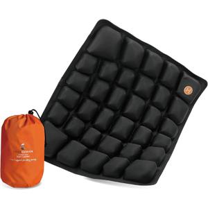 Inflatable Travel Seat Cushion with Builtin Manual Pump, Adjustable Firmness & Compact StorageFirm Support for Airplane, Car & Office Chairs, Generous 18x16, Carry Bag Included