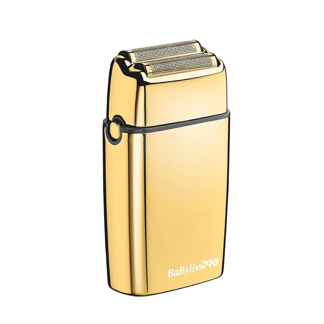 METALFX Double Foil Shaver, Handheld Electric Razor for Travel, Portable Cordless Close Face Shaver for Head, Beard, & Neck (Gold)