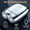 All-Metal Mini Electric Shaver for Men  Portable Travel Razor with Mirror Cap, Smooth & Close Shave, LED Display, USB-C Fast Charge, Wet/Dry Waterproof  RX40 Silver