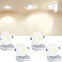Ensenior 4 Pack 4 inch Gimbal Led Recessed Light with Junction Box, 90 Adjustable Directional Eyeball Lighting, Dimmable, 2700K/3000K/3500K/4000K/5000K, 900LM, 9W=85W-ETL&FCC Certified