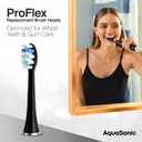 AquaSonic Genuine Proflex Replacement Brush Heads | ADA Accepted | for Whiter Teeth & Gum Care | Compatible with Many AquaSonic Toothbrush Handles (3 Pack Black)