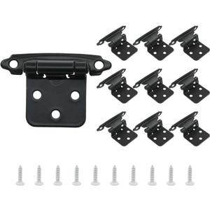 Murtenze 10PACK 5Pairs 1/2 Inch Overlay Cabinet Door Hinges Kitchen Cabinet Hinges Black Self Closing for Decorative Kitchen Cabinet Hinges Semi-Concealed Cupboard Hinges
