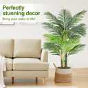 4ft Tall Triple Golden Cane Palm Artificial Tree Large Tropical Palm Tree UV Resistant Fake Plant in Pot for Indoor Outdoor Big House Living Room Outside Patio Office Home Decor 1Pack
