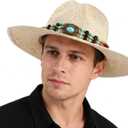 CHIC DIARY Western Cowboy Hat Band Replaceable Hat Belt for Men Women Panama Hatbands with Turquoise