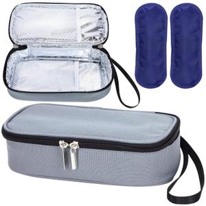 ISUSSER Breastmilk Cooler Bag with Ice Pack, Portable Insulated Breast Milk Storage Cooler Bag, Small Stylish Breastmilk Storage Bag Cooler with Wrist Strap (Grey)