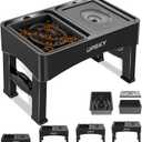 UPSKY 2-in-1 Elevated Bowls Slow Feeder, 4 Height Adjustable Raised Stand No Spill Water Dispenser, Anti-Slip Food and Water Bowl for Small Medium Dogs, Black