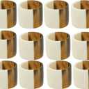 Classic Handmade Resin Napkin Rings Set, Dining Table Holders for Everyday, Holiday, Christmas, Thanksgiving, Farmhouse Decor (Natural., Set of 12)