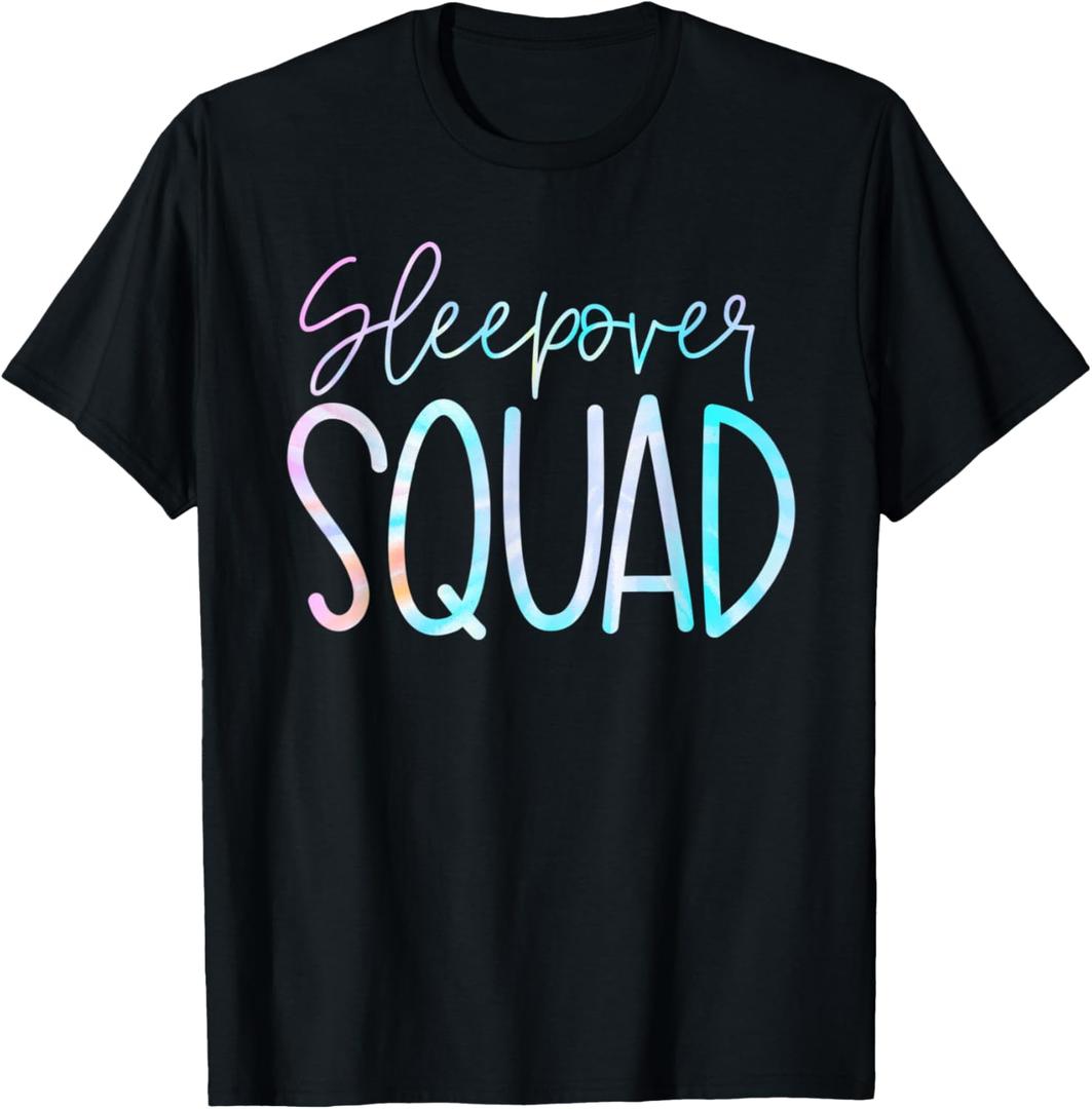 Sleepover Squad Slumber Party Crew Pajama BFF Bestie Tie Dye T-Shirt, Small