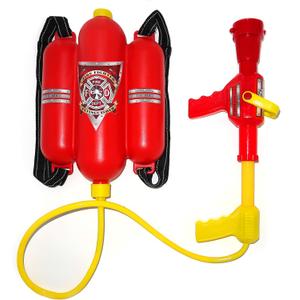4E's Novelty Firefighter Backpack Water Gun Blaster for Kids- Tank with Hose Shooter, Super Water Squirt Suitable for Outdoor Play Boys & Girls, Fireman Pretend Play