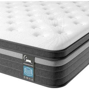 TeQsli Full Mattress, 10 Inch Full Mattress Hybrid, Gel Memory Foam with Full Size Mattress in a Box & Individually Pocketed Springs for Pressure Relief