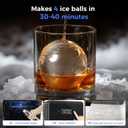 Rellytech 2 Ice Ball Maker 4 pcs Round Cubes in 35 Mins, 144pcs/Day, Clear Sphere Ice Maker Machine for Whiskey, Cocktails, Self-Cleaning, Auto Water Supply, for Home Parties Office
