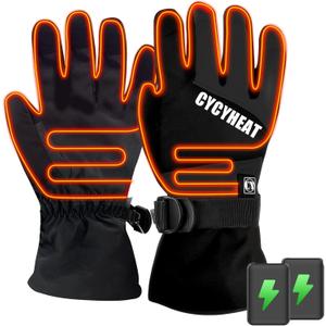 Kids Heated Gloves - Boys and Girls Waterproof Ski Heating Gloves with 2pcs DC 2700mAh Battery, 3 Heating Levels (Large-X-Large, Black)