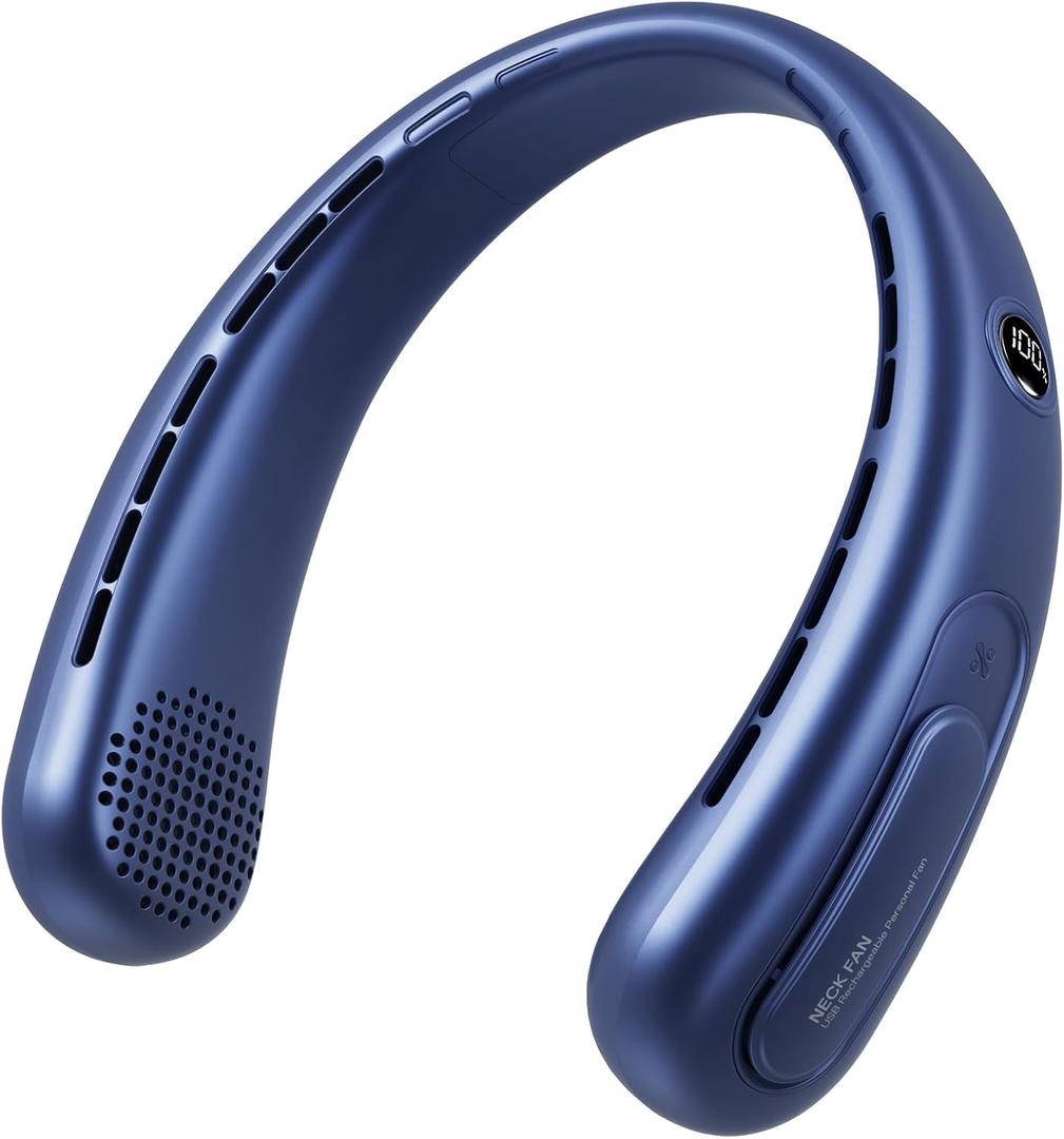 Portable Neck Fan, Hands-Free Bladeless Fans, 360Airflow, 4000 mAh Battery Operated Wearable Personal Fan, Twistable, Rechargeable Fans for Outdoor Indoor, Birthday Gifts for Men Women (Sky Blue)