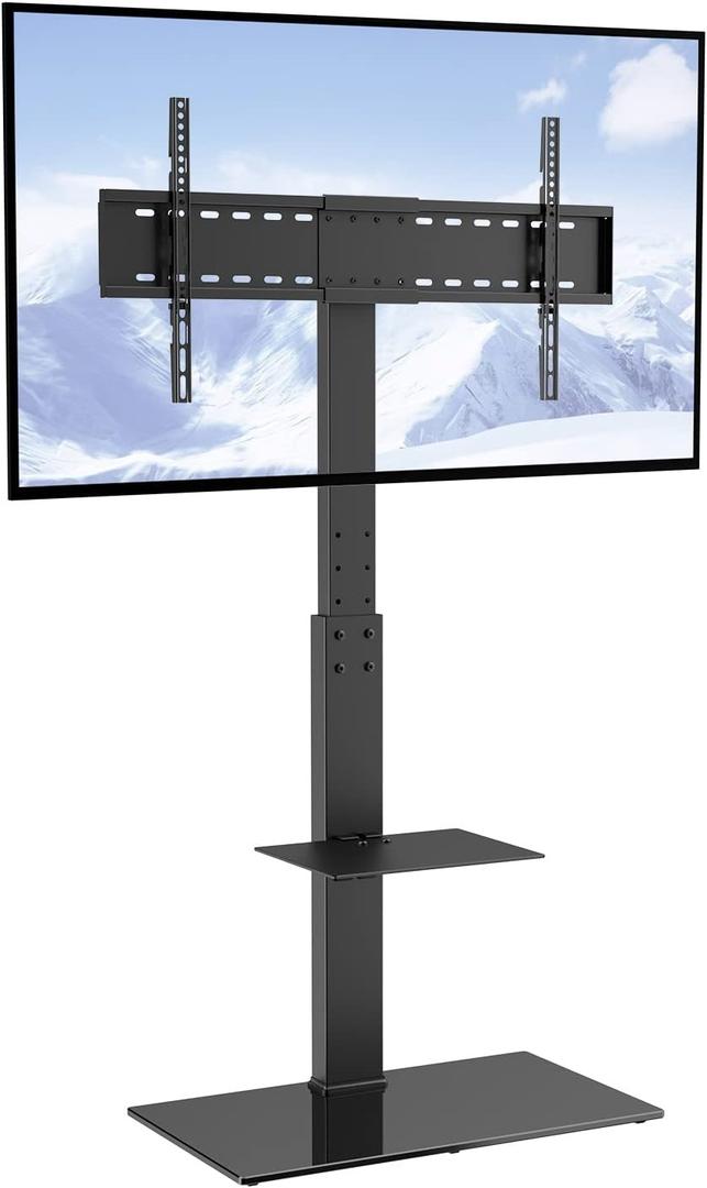 VEVOR Swivel TV Stand Mount, Adjustable Floor Stand for 32-85 Inch TVs, Holds Up to 110lbs, Height Adjustable with Tempered Glass Base, Max VESA 400x800mm for Living Room or Bedroom