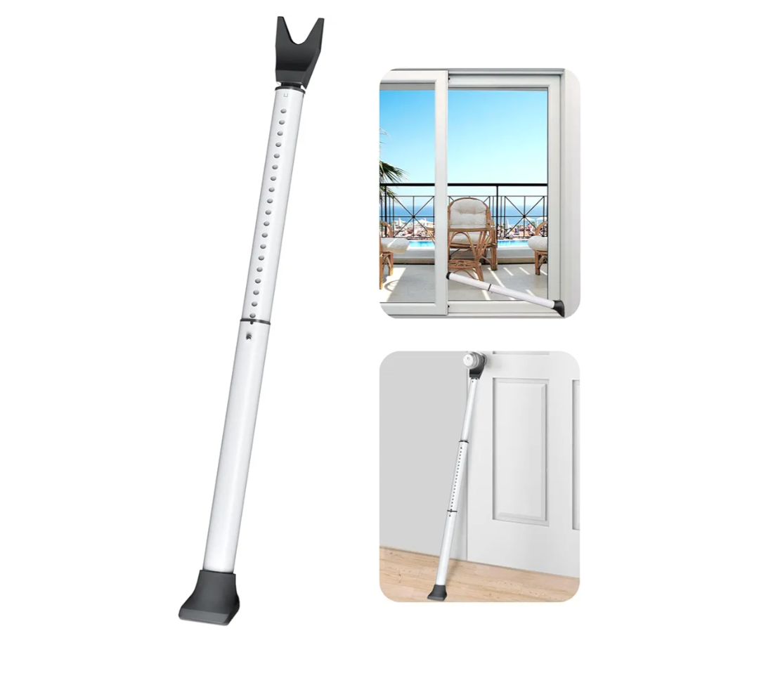 AceMining Upgraded Door Security Bar & Sliding Patio Bar, Heavy Duty Stoppers Adjustable Jammer for Home, Apartment, Travel (1 Pack,White)
