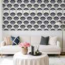 VEELIKE Geometric Peel and Stick Wallpaper Boho Navy Blue Modern Wallpaper for Bedroom Bathroom 17.7''x118'' Abstract Art Deco Wall Paper Self Adhesive Geometric Contact Paper for Cabinets Shelves