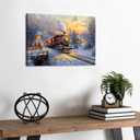 Christmas Wall Art Vintage Red Train Wall Decor Christmas Tree Prints Picture Rustic Farmhouse Paintings Retro Sunset Country Scenic Cottagecore Artwork for Living Room Bedroom Home Decorations 12x16"