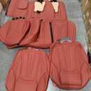 Car Seat Covers Full Set Burgundy, Premium Leather Car Seat Covers, Waterproof and Breathable Seat Covers, Universal Car Seat Protector Fit for Cars, Trucks, SUVs, Pick-ups (Wine Red, FullSet)
