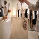 Pack Of 24 Cotton Grocery Bags With Pockets - Shoulder Straps - Foldable - Washable Heavy Duty Tote, Beige 15x15