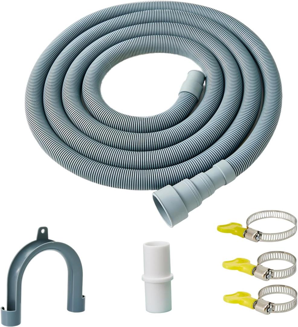 Universal Washing Machine Drain Hose Extension & Portable Washer Drain Hose,Dishwasher Drain Hose with Clamp (6.5ft), Gray
