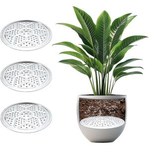 3PCS Round Planter Inserts for Large Tall Pots, 15.7" Stainless Steel Flower Pot Lift Insert Portable Planter Accessories Circular Plant Riser for Inside Pots with Drainage Hole, Use Less Potting Soil