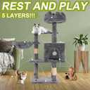 Cat Tree Tower with Metal Frame Hammock, 40'' Cat Trees for Indoor Cats Large Adult, Cat Towers with Scratching Post, Cats Condo Furniture with Cloud Top Perch, Cats Climbing Tower for Kittens(Grey)