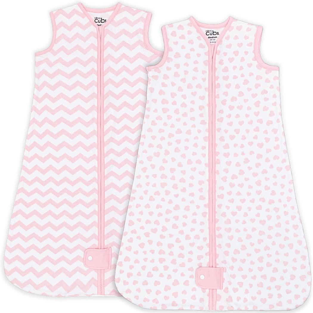 Comfy Cubs Baby Sleep Sack 18-24 Months, X-Large - Soft 100% Cotton Wearable Blanket for Babies & Toddlers - Breathable Sleeveless Sleep Bag for Baby with Covered Zipper - Pink