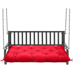 Outdoor Bench Cushion 47inches Waterproof & Fade Resistant Patio Furniture Cushions Tufted Fresh Porch Swing Lounger Loveseat Pads with Straps(Red-47x20in)