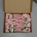 28 Pcs Valentine's Day Flower Rose Pens Valentine Gifts Artificial Floral 0.5mm Black Ink Gel Pen for Valentines Gifts Wedding Mother's Day Home Office Supplies(Pink)