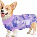 Lukovee Recovery Suit for Dogs, Zipper On Recovery Suit for Female Male Dog, Onesie Abdominal Wounds Cone E-Collar Alternative Prevent Licking Spay Recovery Suit (2TPU,Large), Purple Tie-dye