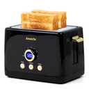 2 Slice Toaster, Retro Bread Toaster with LED Display, Extra Wide Slots Toasters with 6 Bread Shade Settings, Bagel, Cancel, Defrost Function, Stainless Steel with High Lift Lever, Removal Crumb Tray