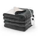 Sunbeam Electric Royal Luxe Microplush Reverse Sherpa Heated Blanket, 12 Heat Settings, 12-Hour Selectable Auto Shut-Off, Fast Heating, Warm and Cozy, Night Fog color, Twin, 84" x 62"