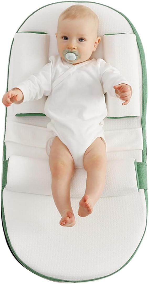 SISTIN Baby Anti Overflow Feeding Pillow, Baby Multifunctional Feeding Support Pillow, Travel Portable Feeding Pillow, Removable Adjustable,Green