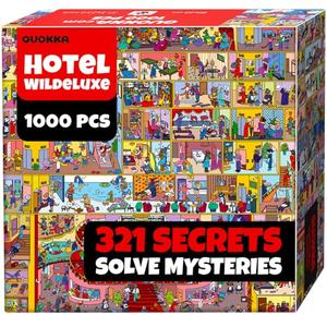 QUOKKA 1000 Piece Puzzle for Adults and Teens – Hotel Wildeluxe Adult Jigsaw Puzzles with Hidden Secrets & Audio Story – Detailed Visual Puzzle Game for Focus & Relaxation with Twist – FSC Certified
