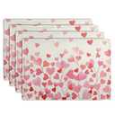 Pink Love Heart Valentine's Day Placemats Set of 4 Valentine Seasonal Holiday Linen Table Mats 12x18 Inch Anniversary Wedding Sweet Romantic Place Mats for Party Kitchen Dining Outdoor Indoor Decor