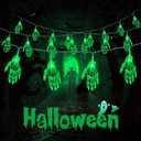 JMEXSUSS Halloween String Lights,15.2ft 30 LEDs Skeleton Hand String Lights Battery Operated, Halloween Lights Indoor & Outdoor for Cosplay Party Decor Home(Green)